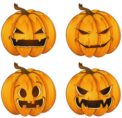 Happy Halloween Kürbisse Set Kollektion Sammlung 