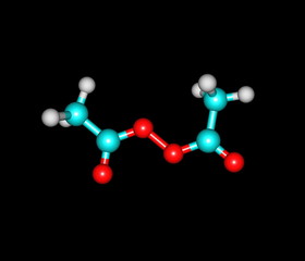 Diacetyl peroxide molecule isolated on black
