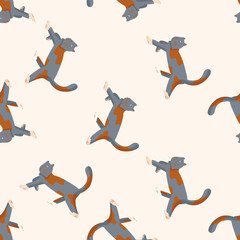 animal cat cartoon , cartoon seamless pattern background