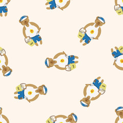 animal bear summer cartoon , cartoon seamless pattern background