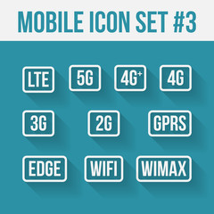 Fototapeta premium Mobile telecommunications technology symbol. 10 signs.