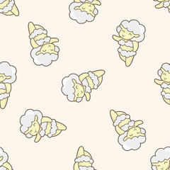 animal sheep summer cartoon , cartoon seamless pattern background