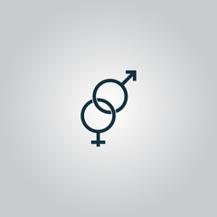Twisted male and female sex symbol