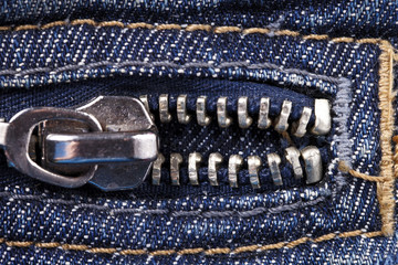 Jeans zipper close up