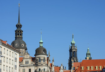 Fototapeta na wymiar Skyline of Dresden towers and turrets, Saxony, Germany.