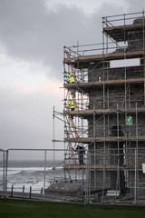 workmen repair ballybunion castle