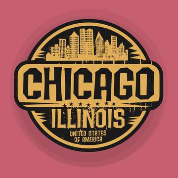 Stamp or label with name of Chicago, Illinois