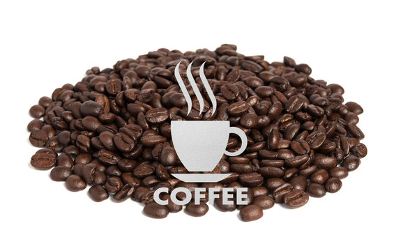 coffee shop sign, on Coffee bean background