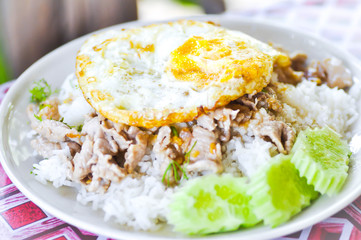 Fried Pork with Garlic Pepper on Rice