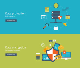 Set of flat design vector illustration concepts for data