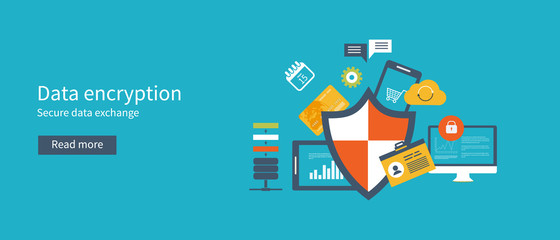 Data protection set with encryption secure data exchange. 