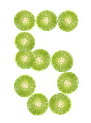 Number five lime isolated on white background.