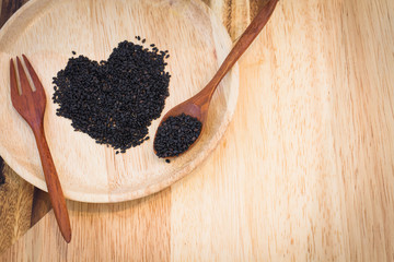 heart shape of black sesame