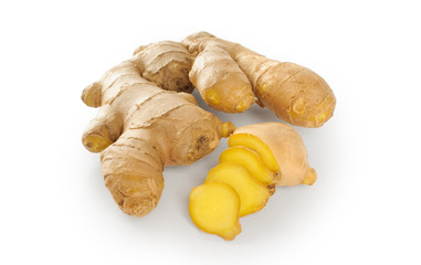 Ginger isolated on white background close up