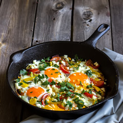 Eggs poached with vegetables,named 