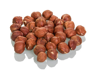 Hazelnuts isolated on white