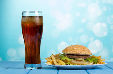 Burger, french fries and cola