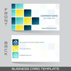Business card template or visiting card set, front and back side