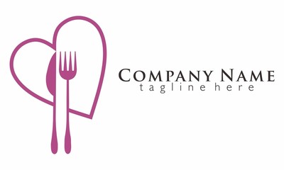 Fork spoon knife food logo vector
