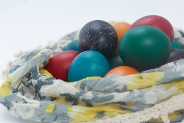 Easter eggs are folded into the fabric