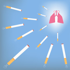 Lung and cigarette. Smoking attack the lungs concept.