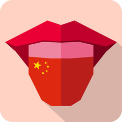 Tongue: Language web icon with flag. China