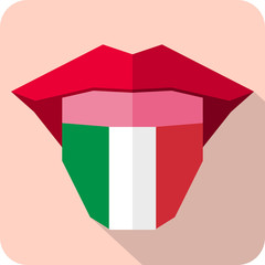 Tongue: Language web icon with flag. Italy