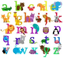 Fotobehang Alfabet Alfabet met vectordierenthema