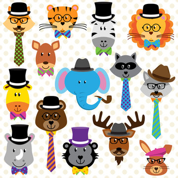 Cute Cartoon Collection of Well Dressed Animals