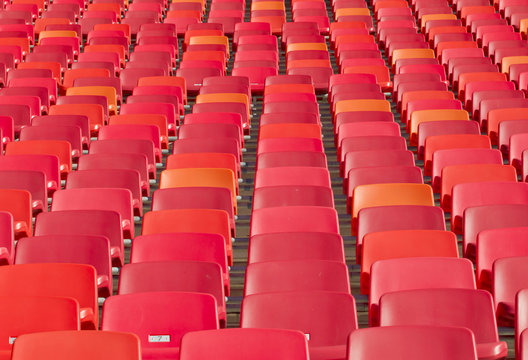 Tightly packed stadium chairs