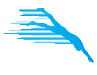 Athlete man swimmer jumping vector background concept