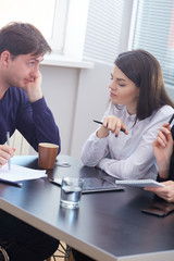 Two businessmen discussing something together