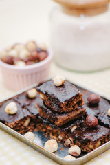 Homemade brownies with ingredients