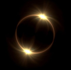 Solar eclipse in space concept with ring flare