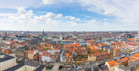 Fototapeta na wymiar Aerial view of Copenhagen on a cloudy day