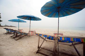 Umbrellas and beach chairs on Hat Sai Kaeo beach.