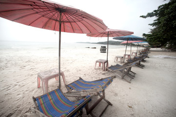 Umbrellas and beach chairs on Hat Sai Kaeo beach.