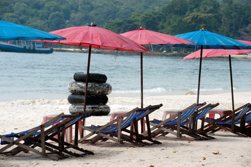 Umbrellas and beach chairs on Hat Sai Kaeo beach.