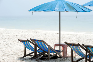 Umbrellas and beach chairs on Hat Sai Kaeo beach.