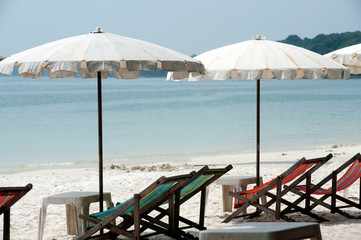 Umbrellas and beach chairs on Hat Sai Kaeo beach.