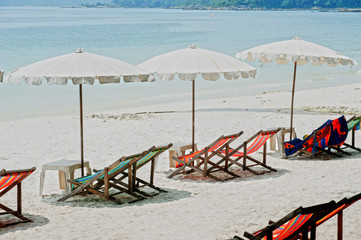 Umbrellas and beach chairs on Hat Sai Kaeo beach.