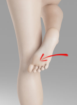 Piede nudo con dita indicate