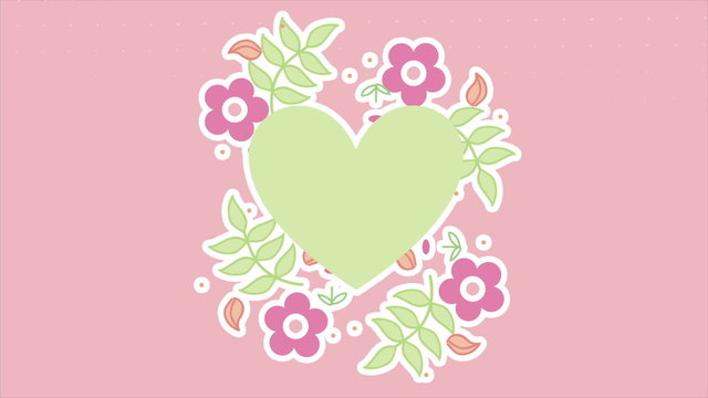 Flowers on heart, Video animation, HD 1080