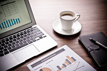 Showing business and financial report. Accounting