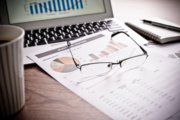 Showing business and financial report. Accounting
