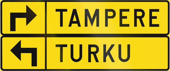 Finnish road sign no. 613. Advisory sign for detour