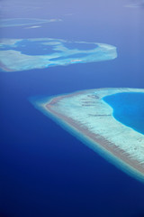 Aerial view of the barrier reff north male atoll