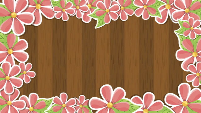 wooden background with flowers Video animation, HD 1080