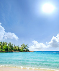 Tropical forest, sea coast and mountains. Siamese bay, Phangan, Thailand