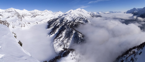 Beautiful sunny day and the snow in the Italian Switzerland. Air